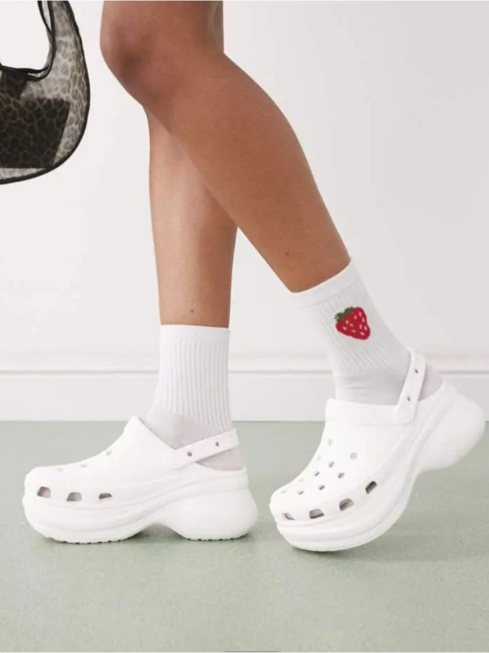 Crocs Classic Bae Platform Clog White Chunky Shoes Women's 8